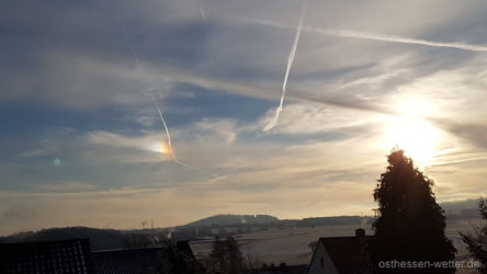 Wintersonne mit Halo/Nebensonne Ort: Bimbach/ Foto: Mario Bansleben / Datum: 19.01.2019